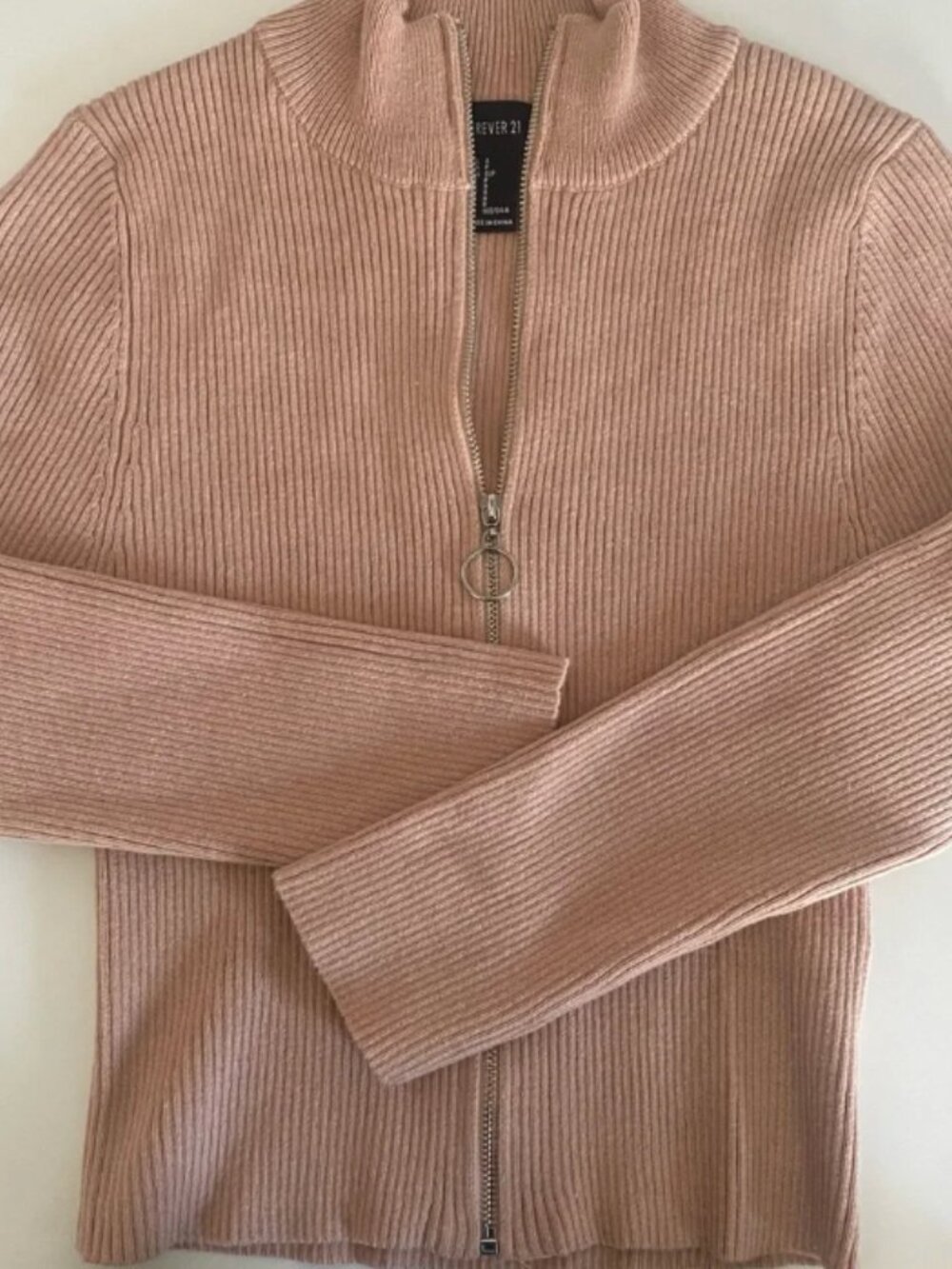 Forever 21 Pink Peach Cropped Zip Up